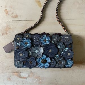 Coach Leather Floral Appliqué Crossbody Bag